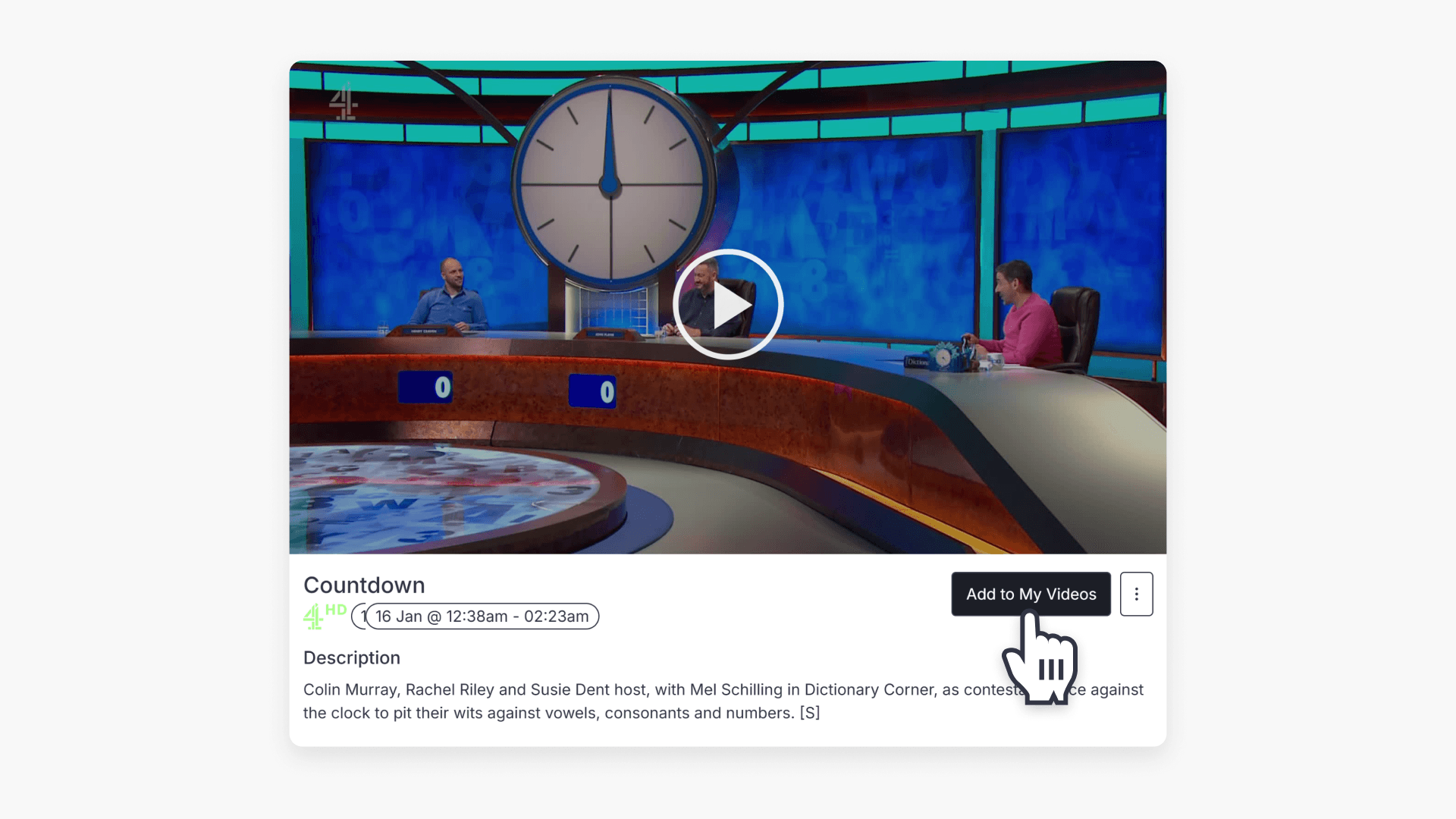 Add to my videos button