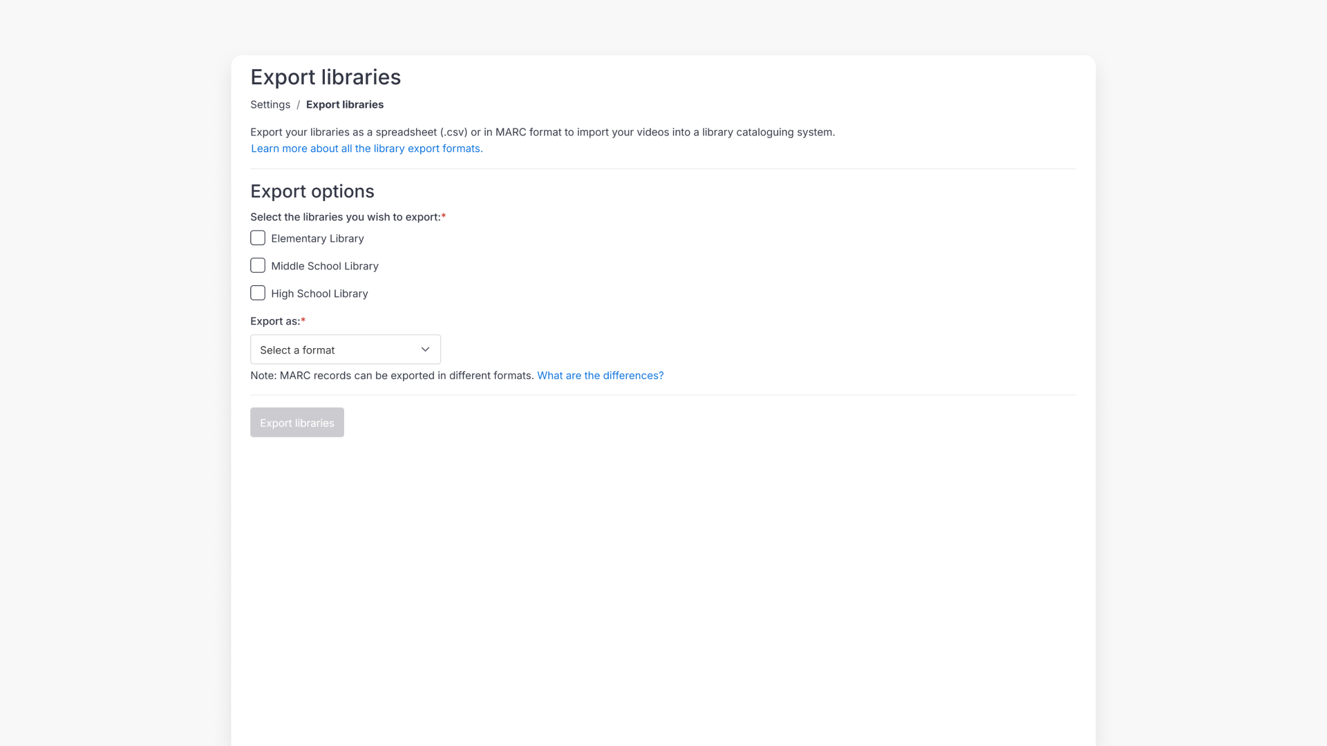 Clickview export libraries interface