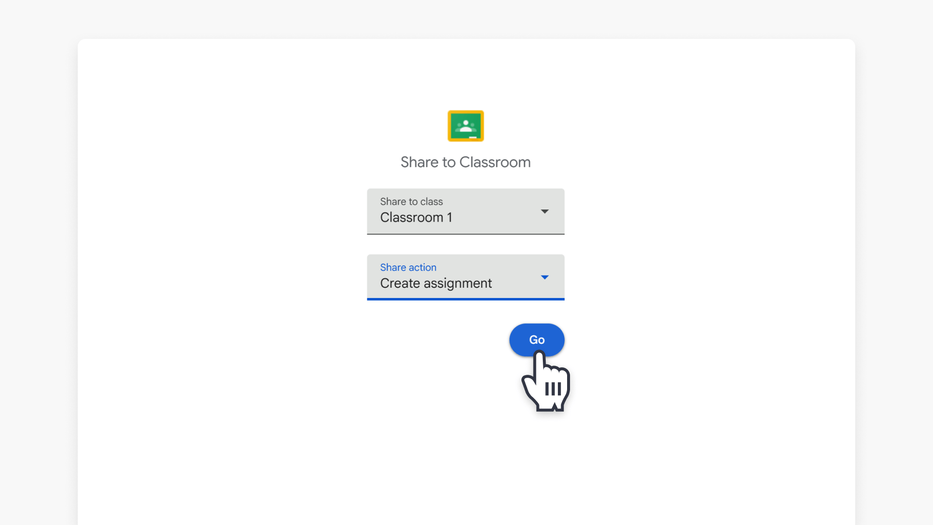 Google classroom video sharing interface