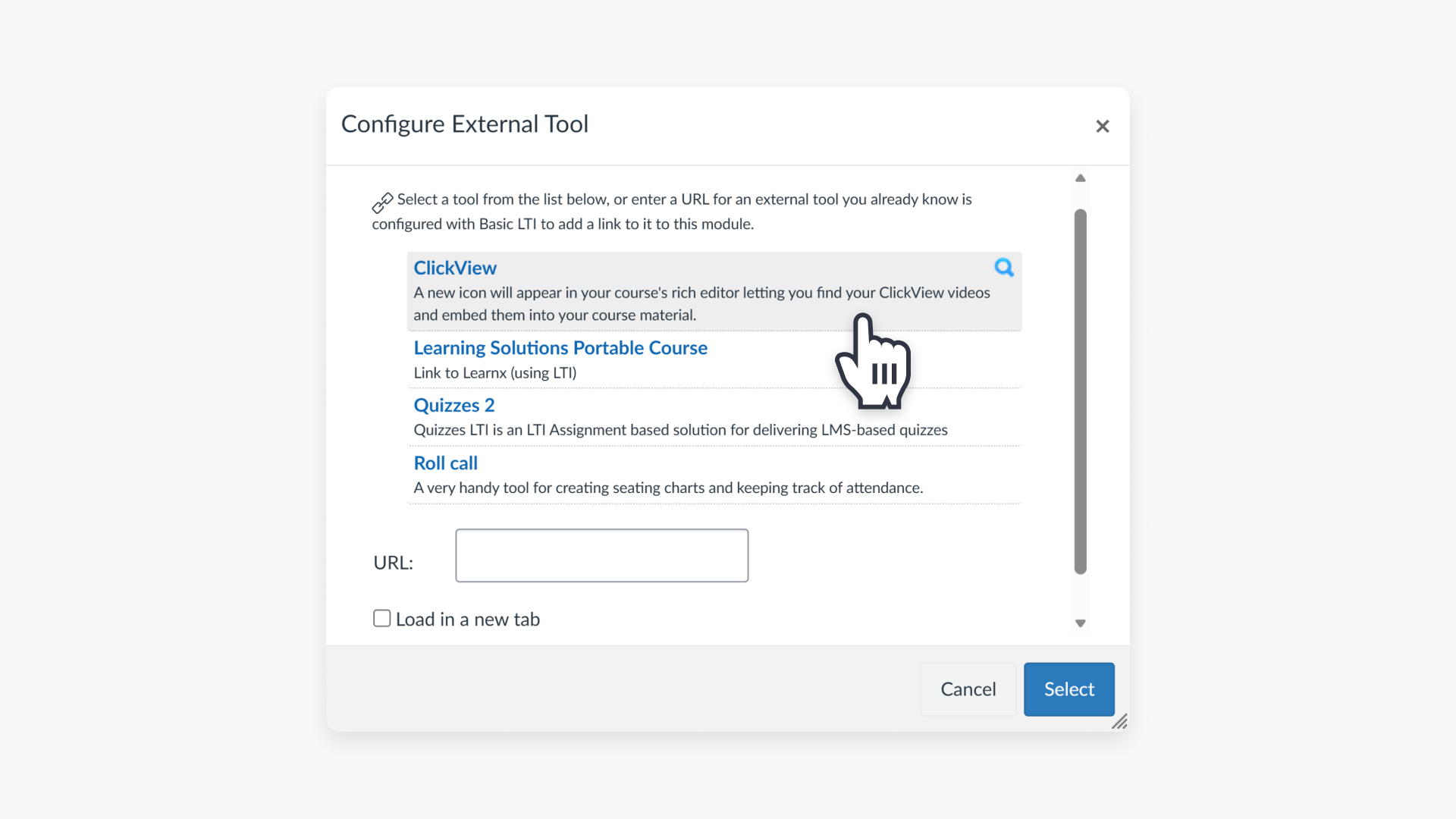 Configure external tool interface