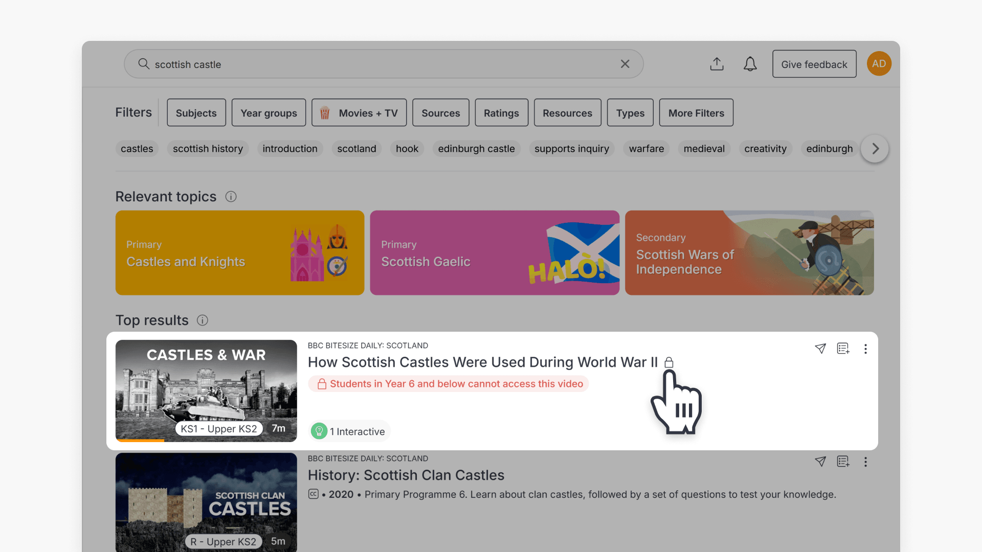 Restriction label on years that cannot access video