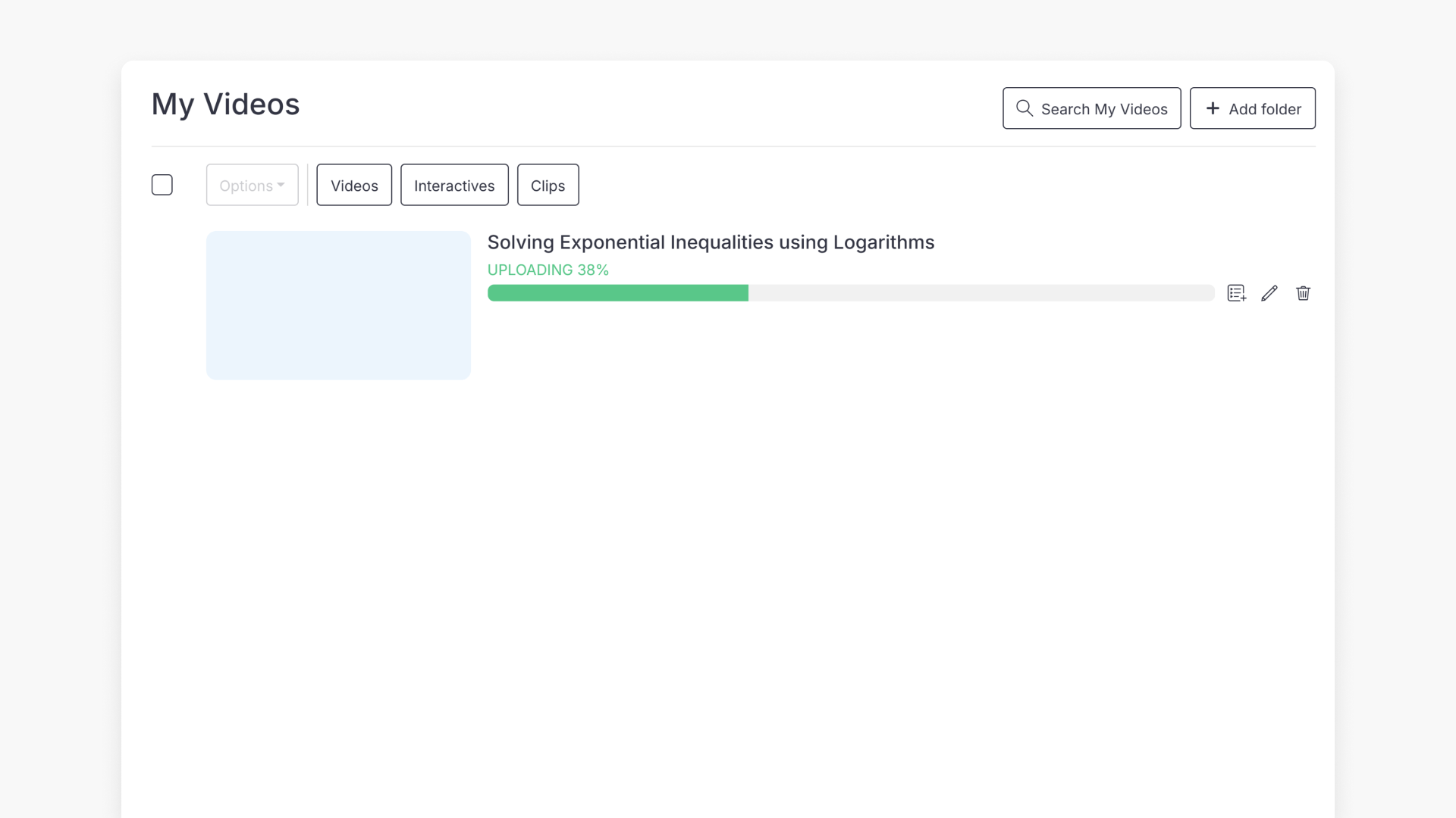 User interface of video uploading