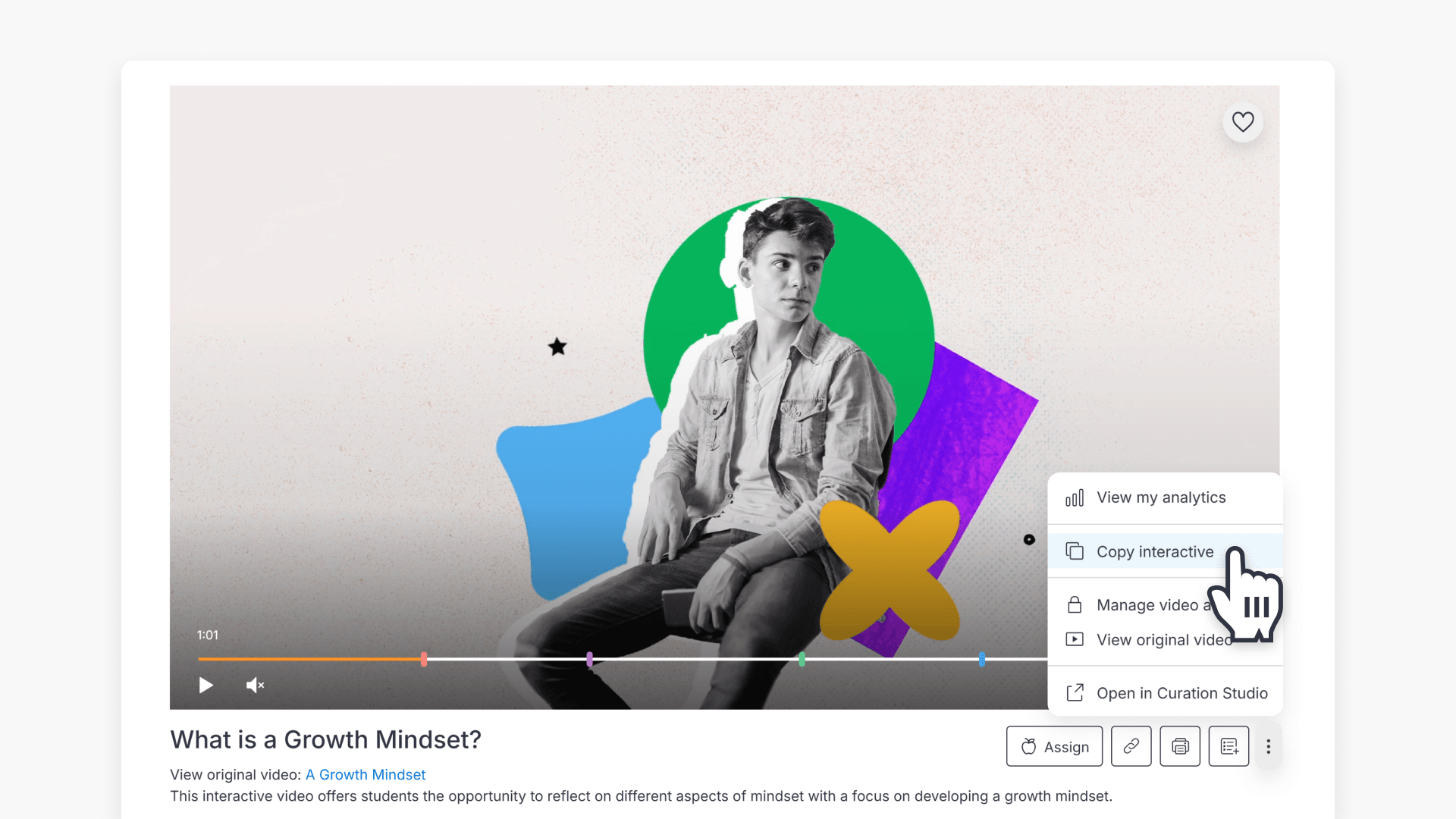 Hand pointing to 'Copy interactive' button