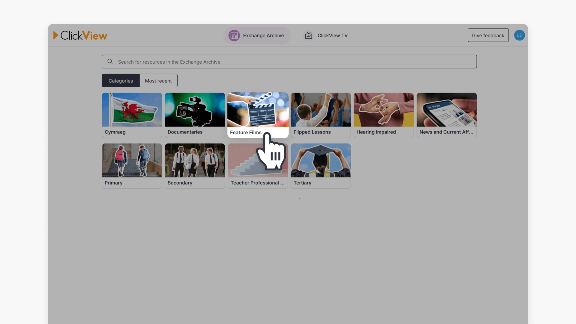 Exchange archive category tab