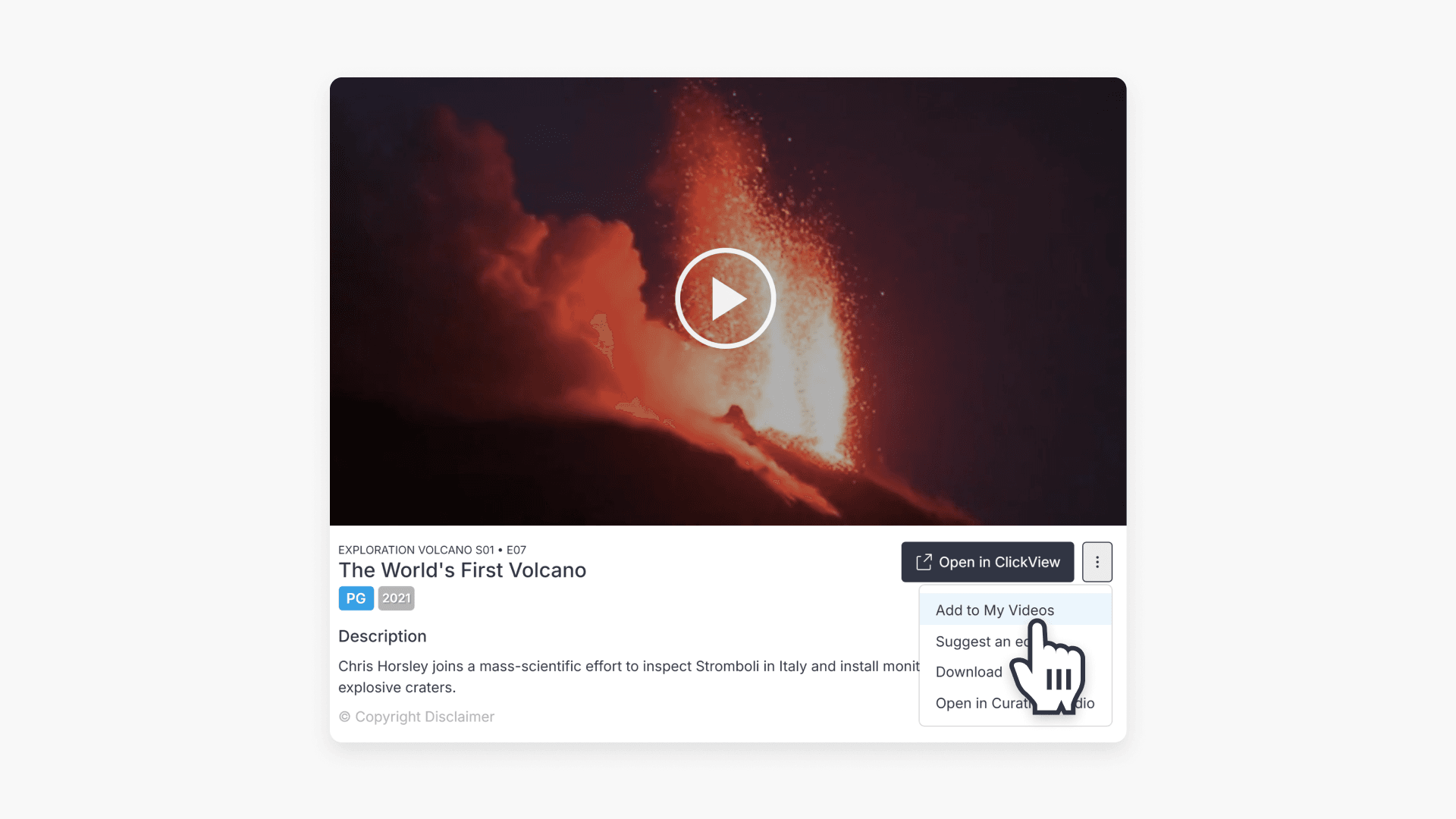 Add to my videos button