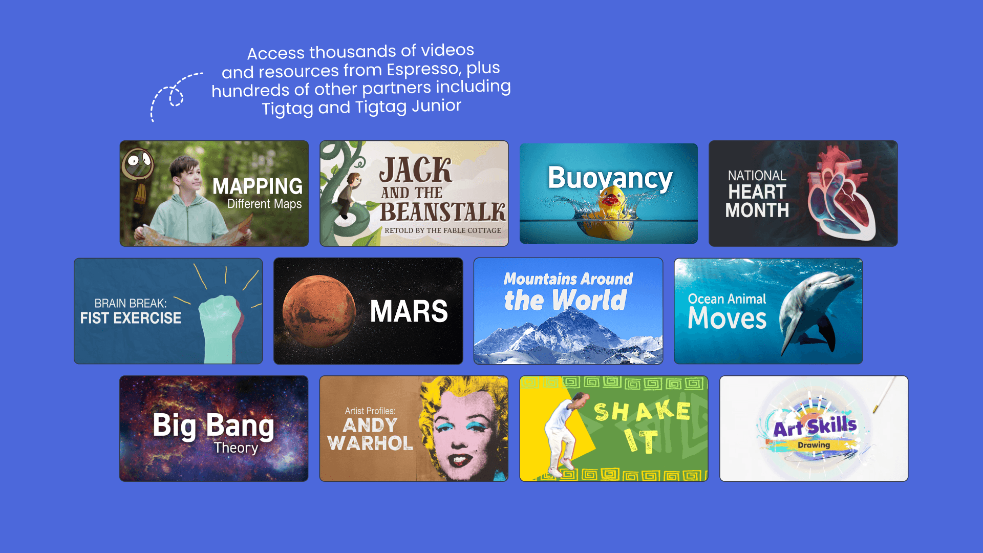 multiples thumbnail rectangles with a blue background