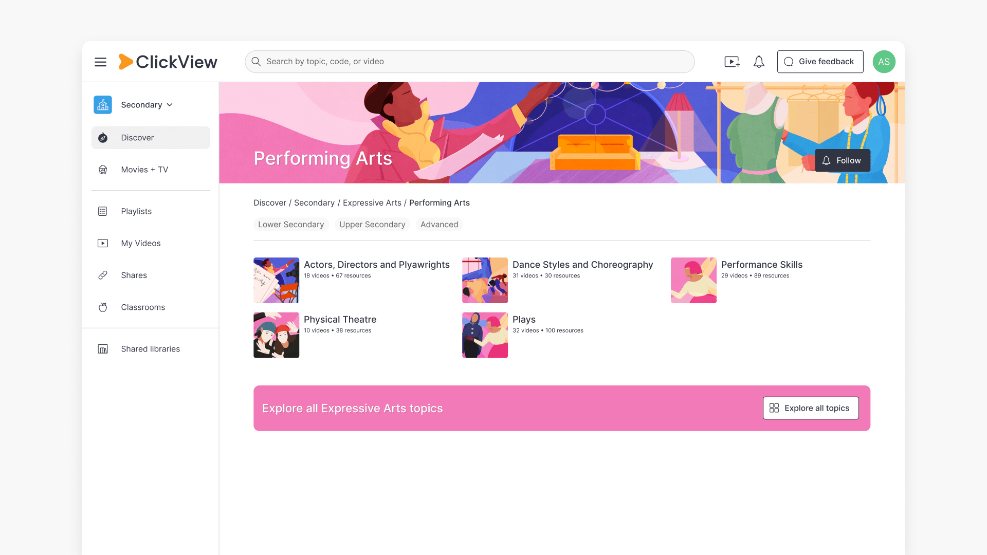 Performing arts topic page