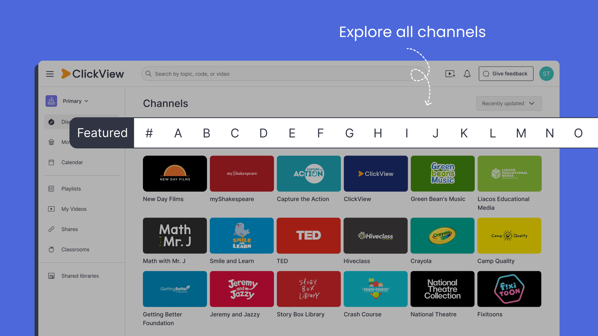 Explore all channels
