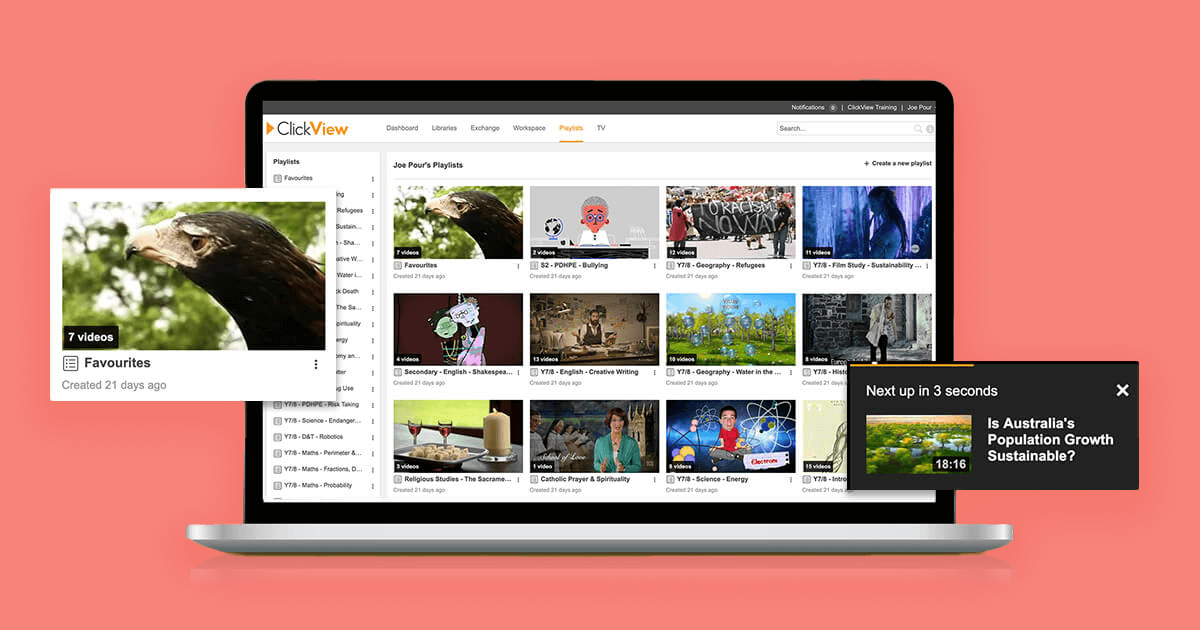 ClickView video library with educational content