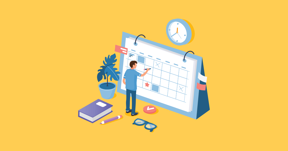 Teacher planning a class schedule on a calendar
