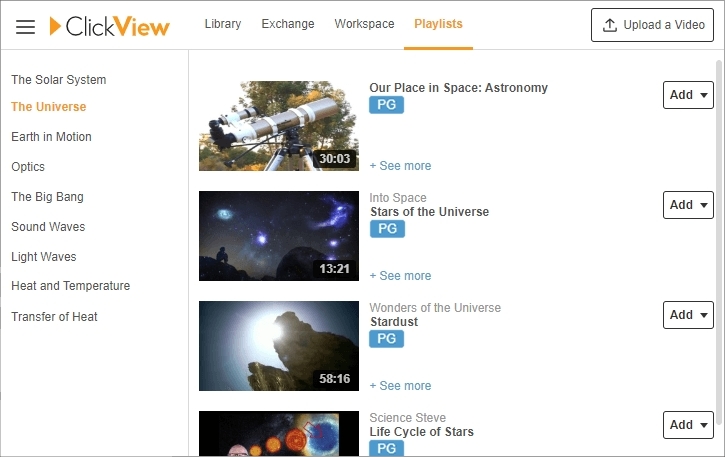 Hamilton ClickView Playlists