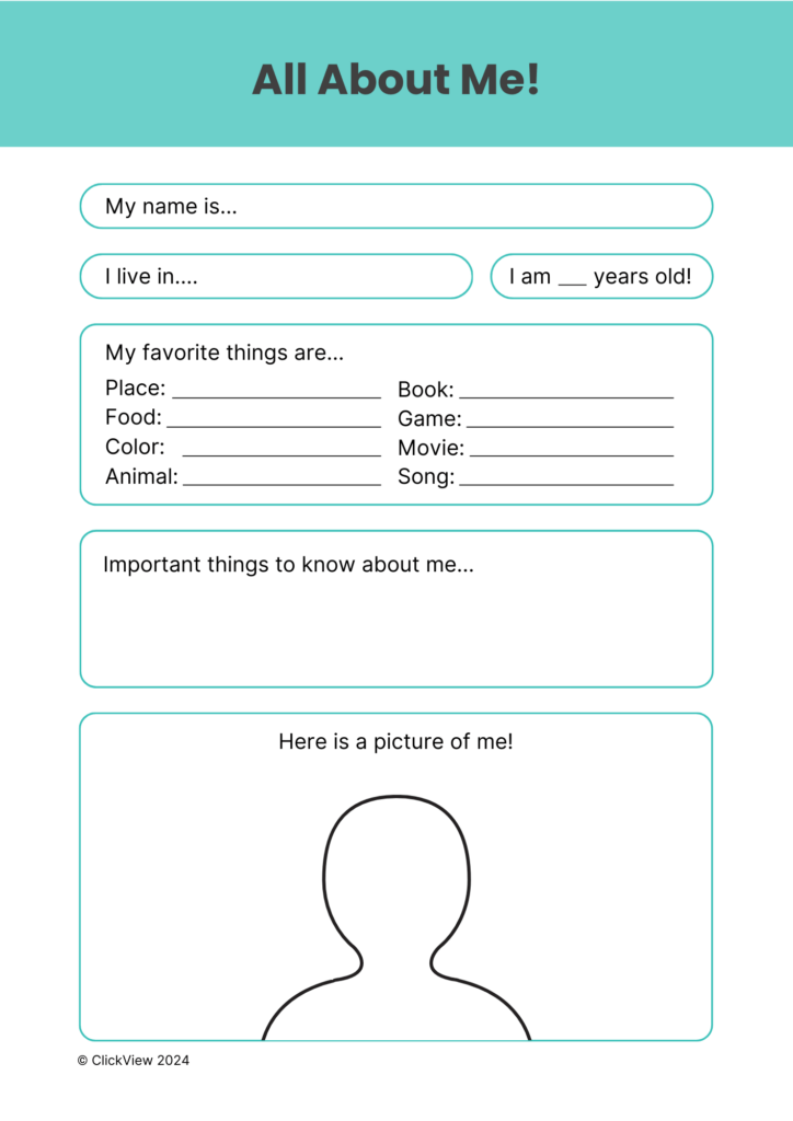 All About Me Student Template