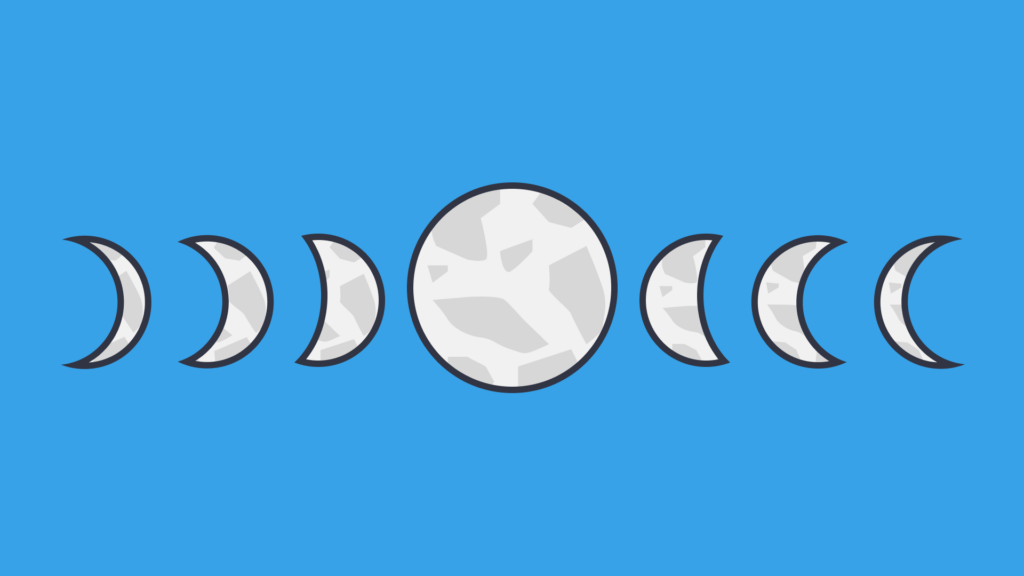 an illustration of the moon in different phases of the lunar calendar