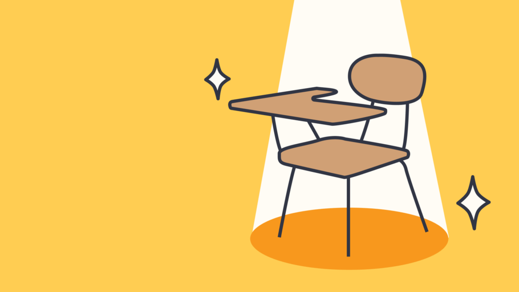 illustrated spotlight on a students desk