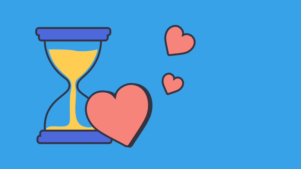 Sand hour glass with love hearts