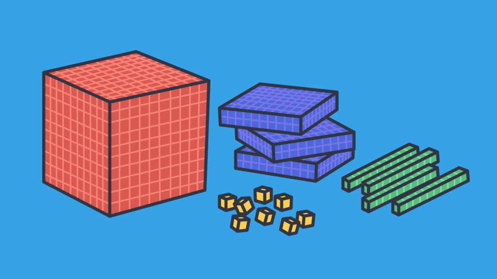 Graphic of colored base ten blocks