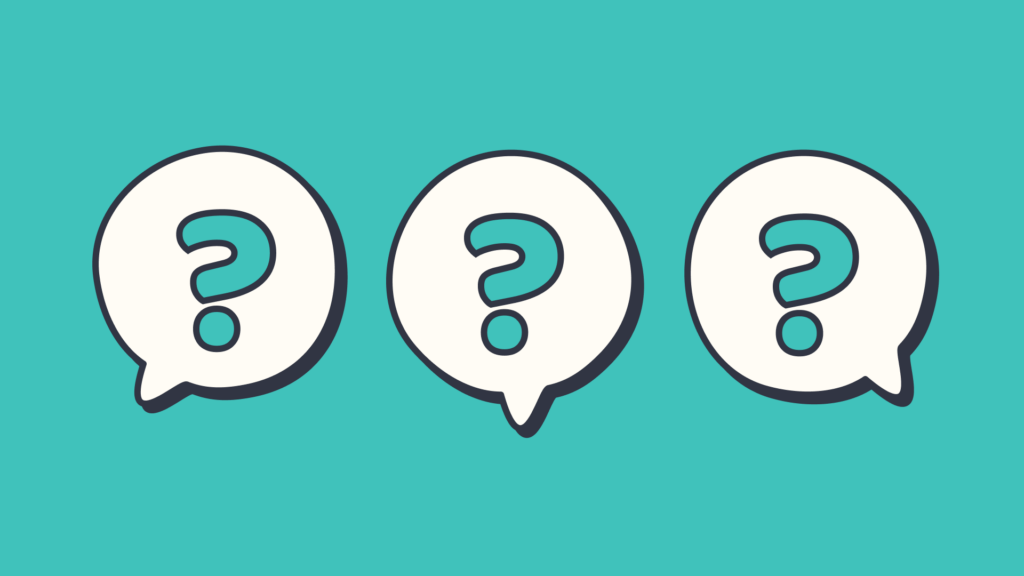 Graphic of 3 question speech bubbles