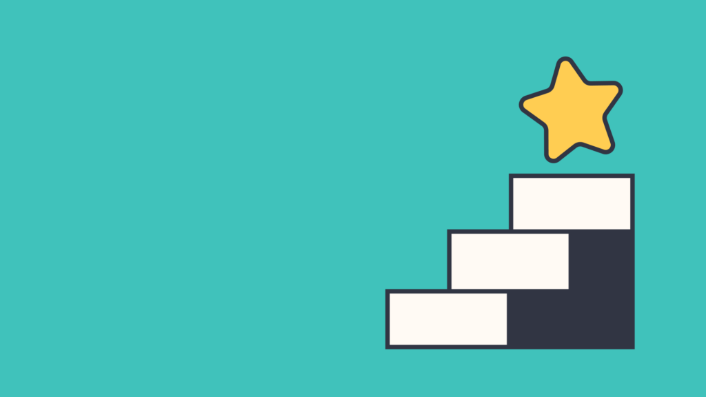 Graphic of a podium with a yellow star at the top