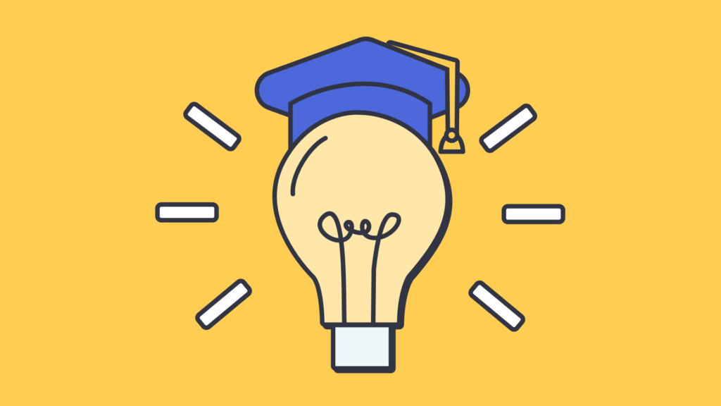 Idea lightbulb with university mortarboard