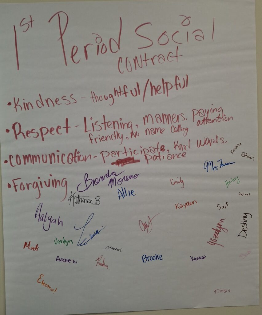 Student-led classroom social contract