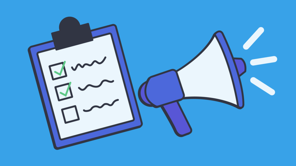 Graphic of checklist with a megaphone