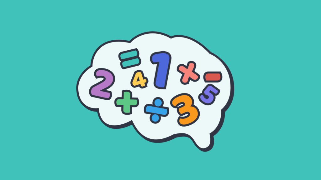 Thought bubble with math symbols and numbers