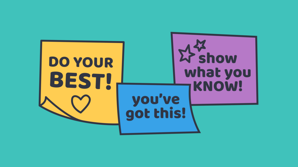 Sticky notes with motivational messages on a teal background