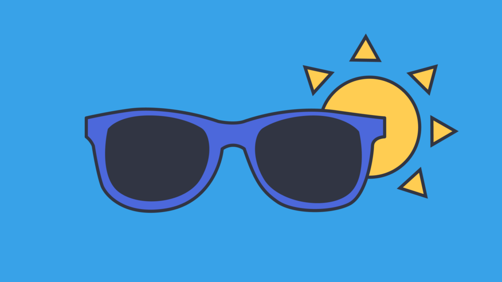 Sunglasses and a sun representing summer relaxation