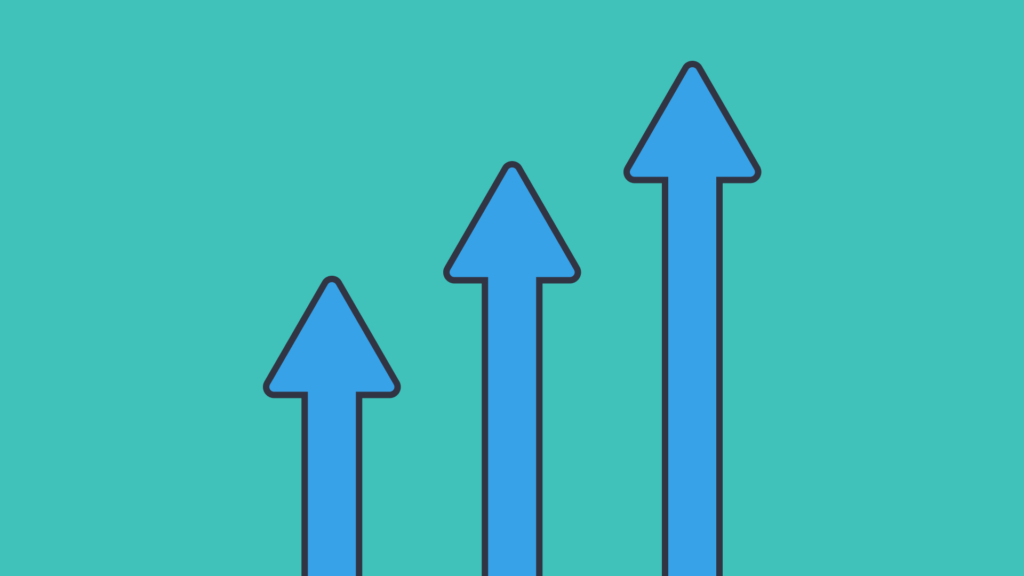 3 blue arrows on green background