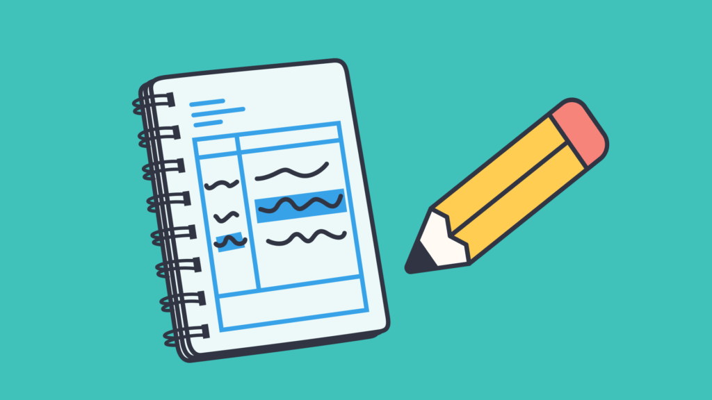 Notepad and pencil graphic