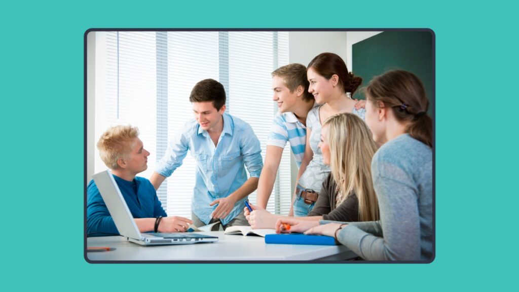 Group of students working on a school project