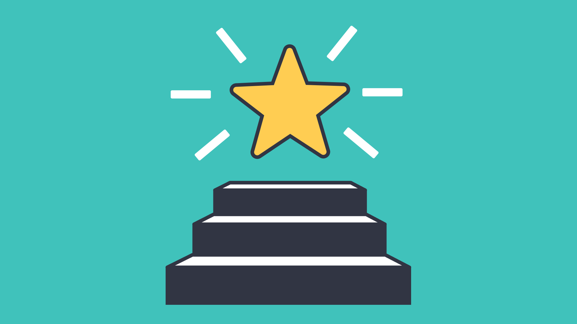 A shining gold star on a pedestal with radiant lines, representing achievement and success in reaching set goals.