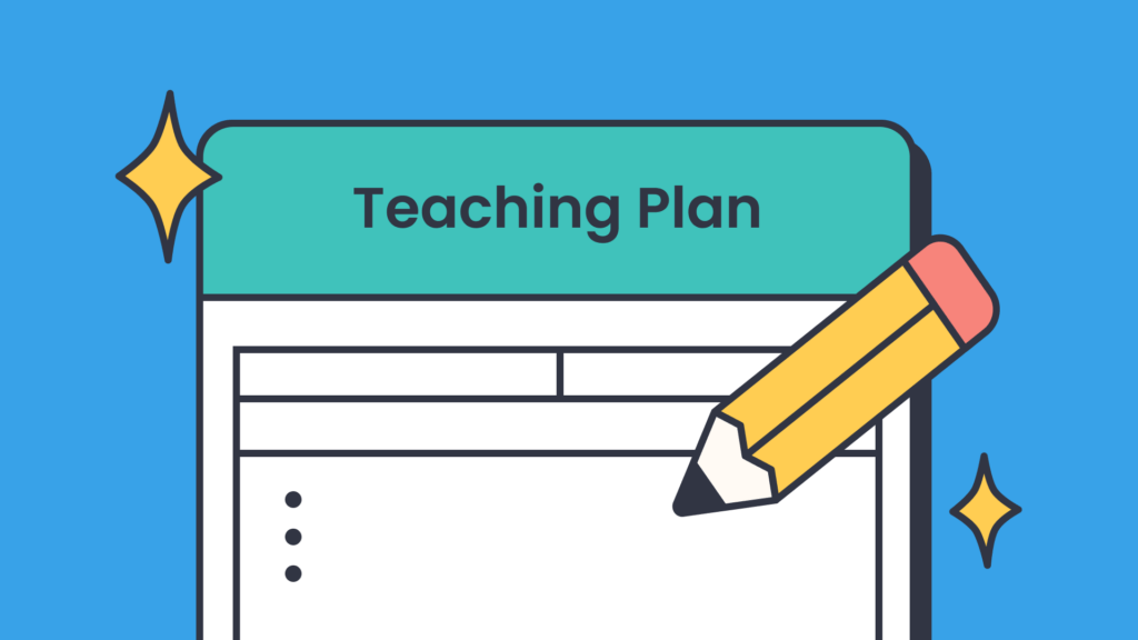 Illustration of a structured teaching plan with a pencil, symbolizing lesson planning for geography activities.