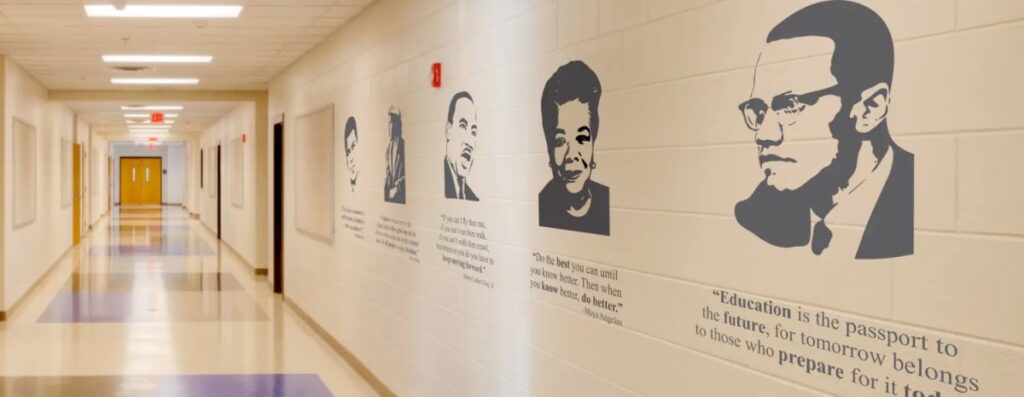 A quote wall at a school celebrating Black History Month