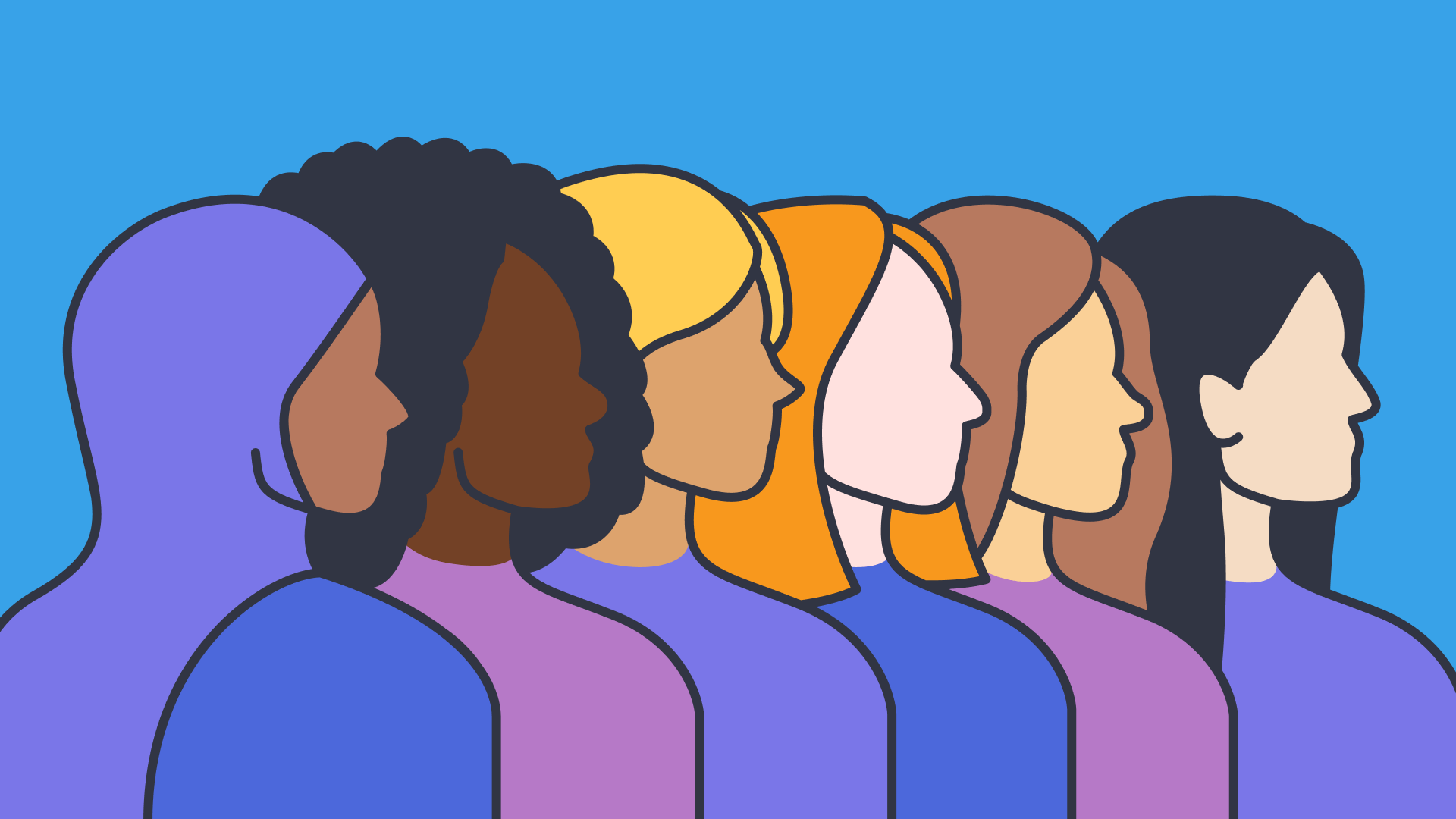 Diverse group of women standing together