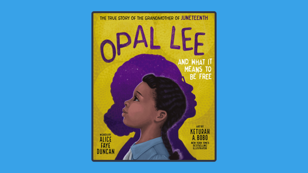 A photo of the book Opal Lee on a blue background