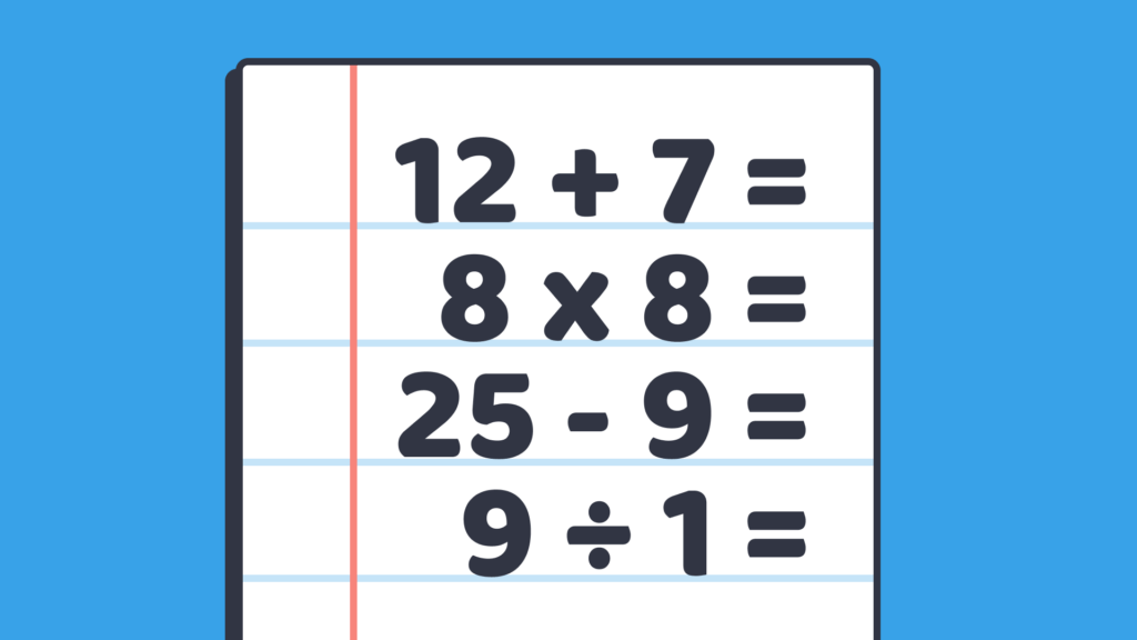 An illustration of math equations on a margin paper.