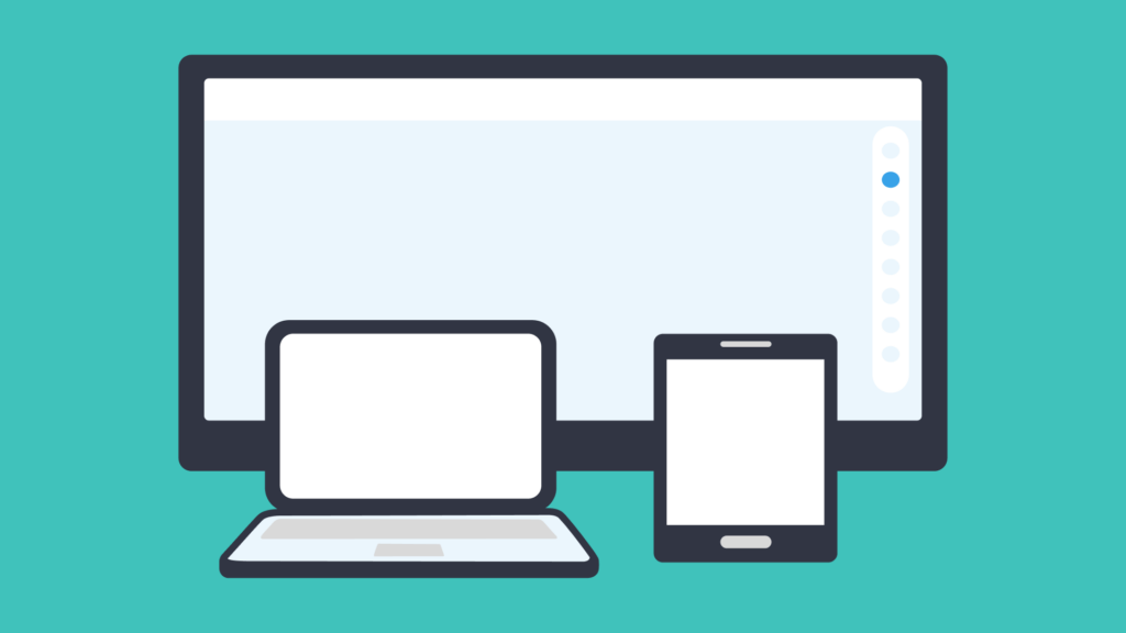 An illustration of a tablet, laptop and montior.