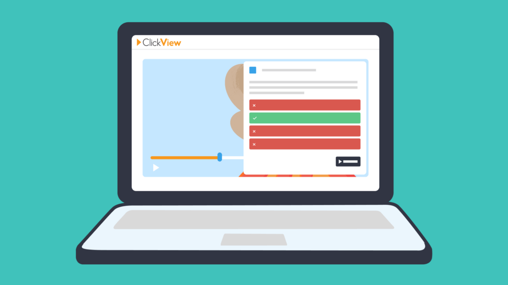 An illustration of a laptop on a ClickView page.
