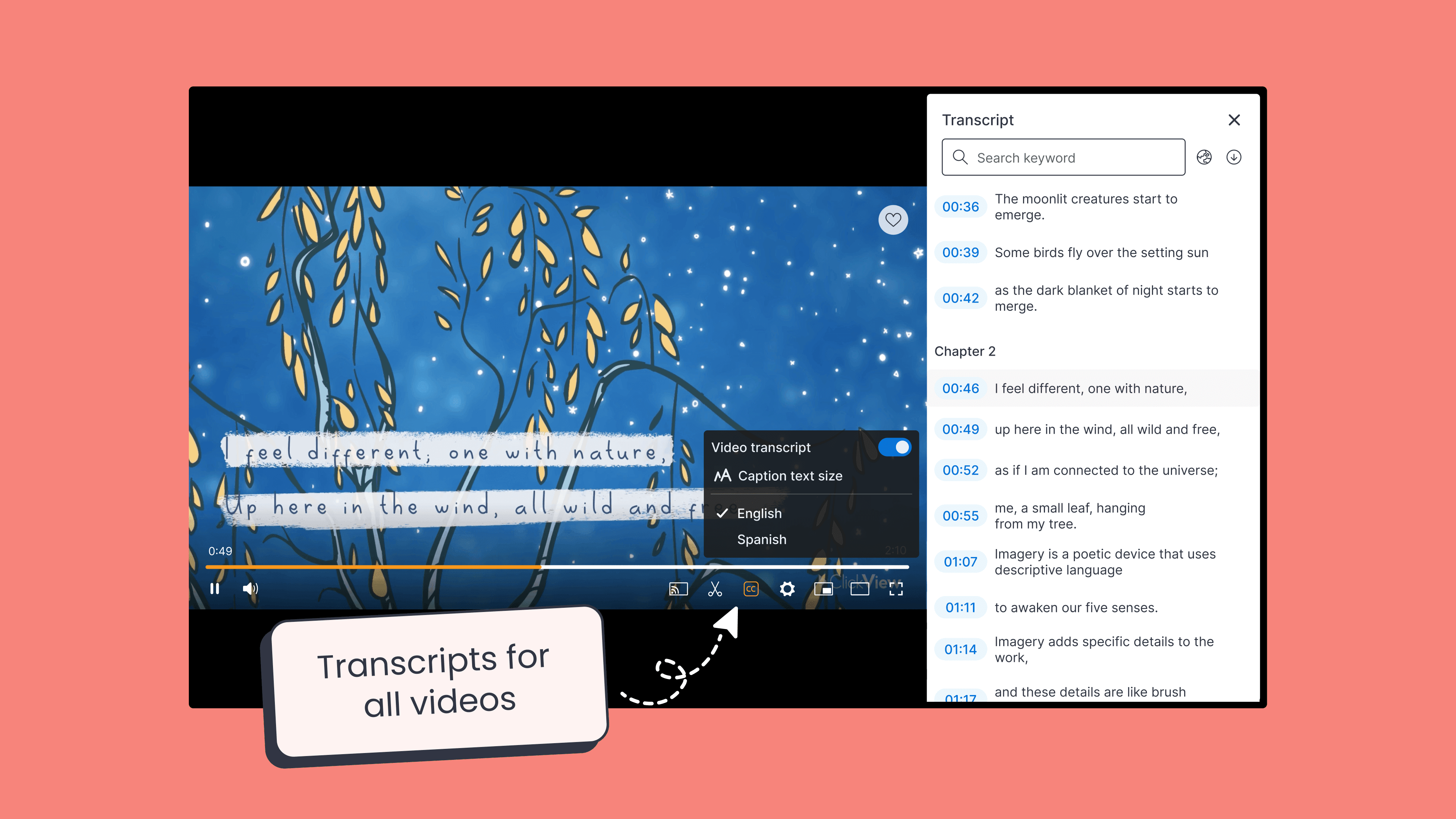 Transcripts - Transcripts are now available for all videos