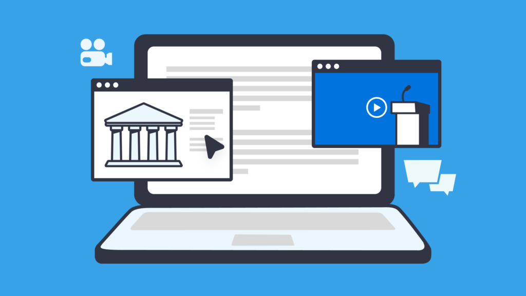 An illustration of an open laptop and open tabs overlapping the laptop.