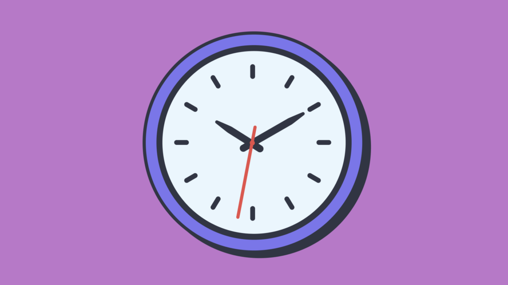 An illustration of a clock that reads 10 past 10.