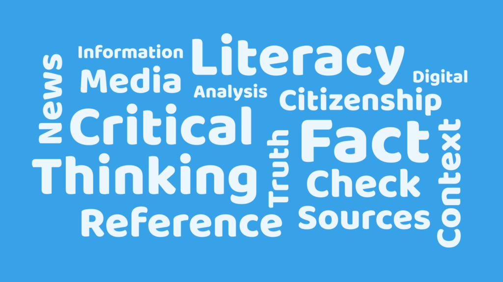 Different words that link to media literacy.