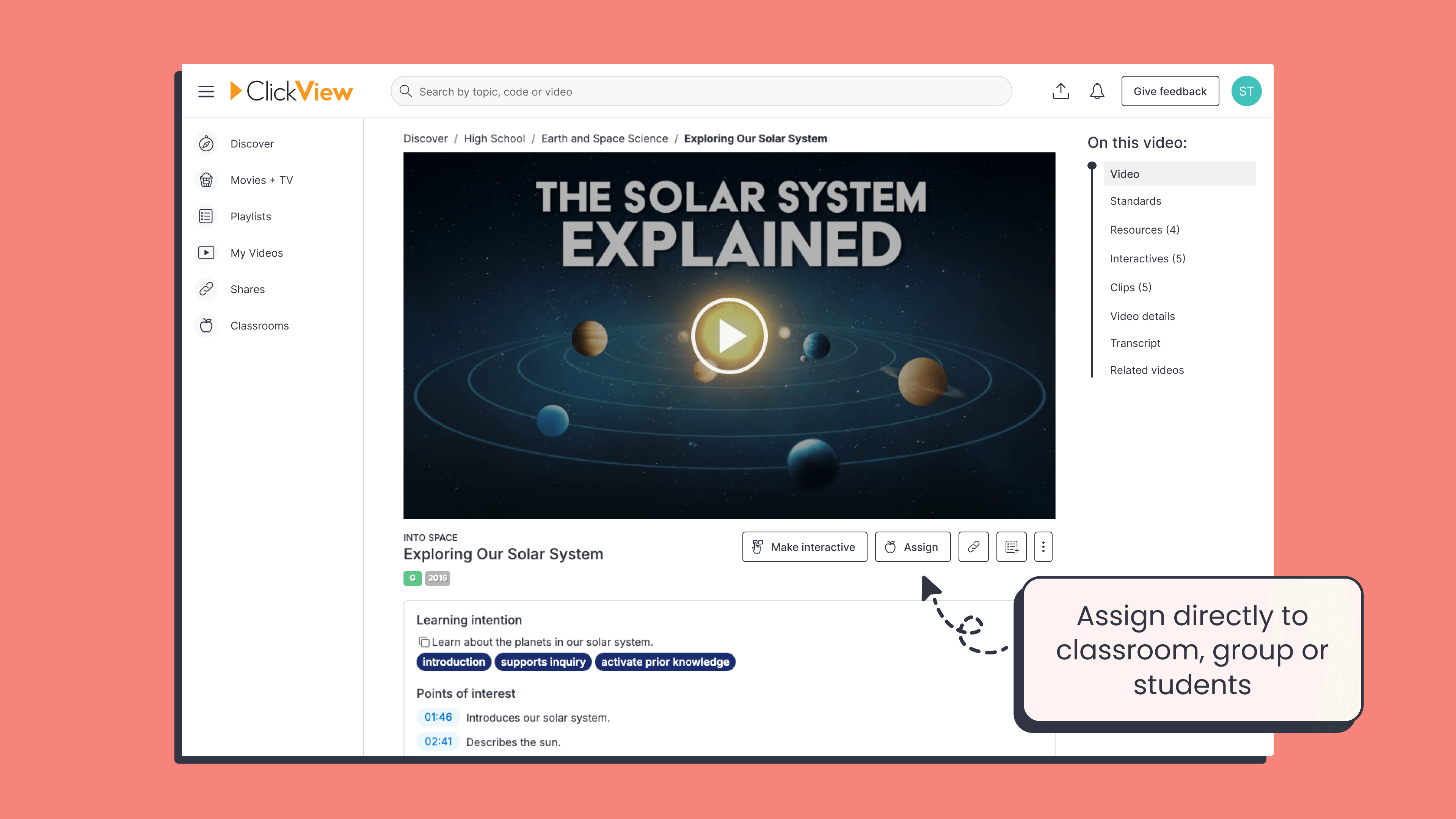 ‘Assign’ to a classroom or ‘Create a link’ - US