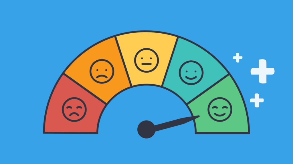 An illustration of an emotion scale from angry to happy.