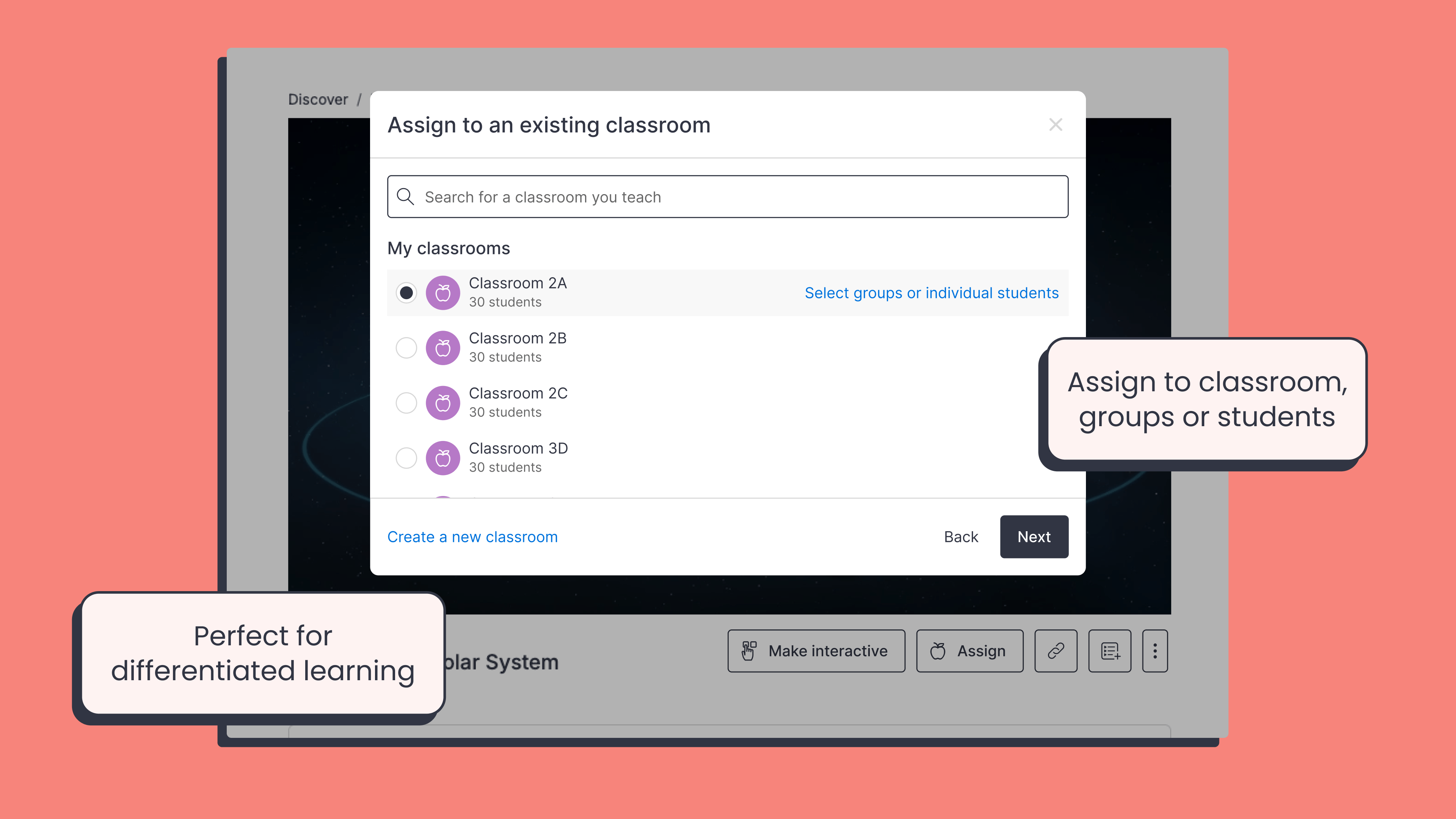 Assign to an existing classroom
