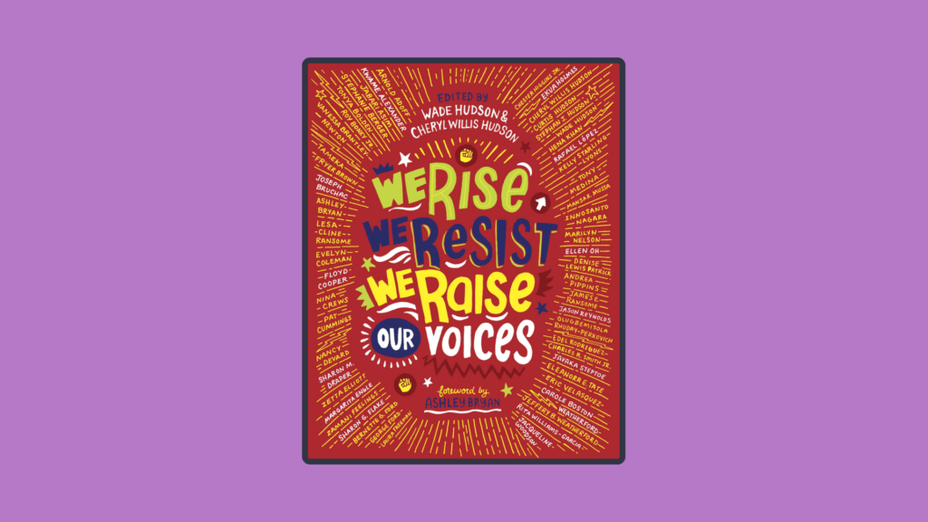 The cover of the book "We Rise, We Resist, We Raise Our Voices".