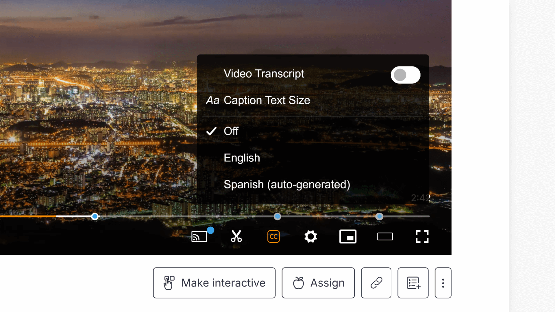 Caption button navigation