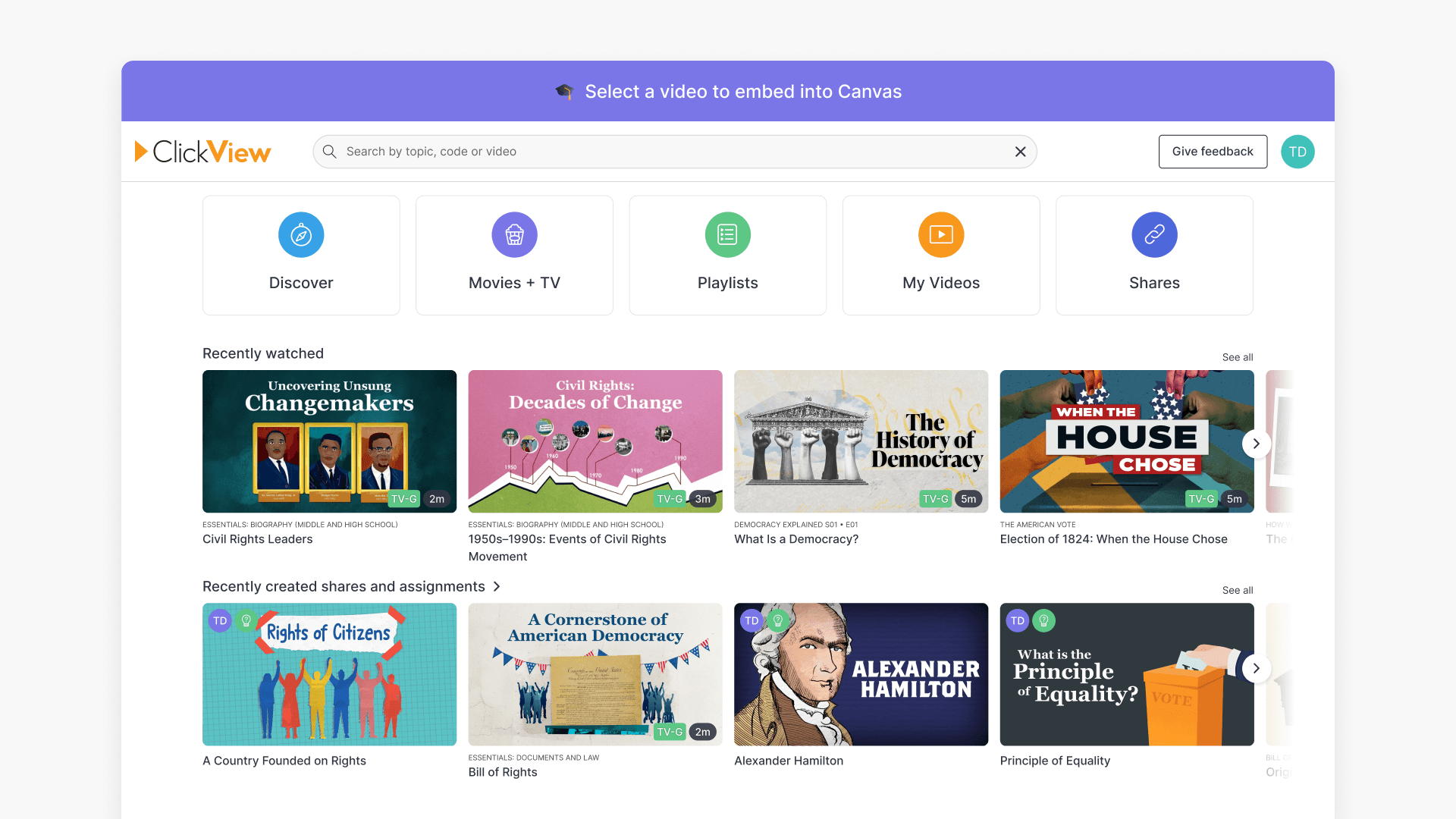 Clickview video list