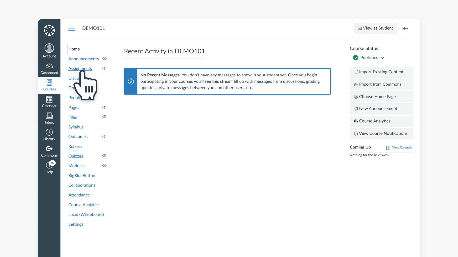 Assignments tab navigation